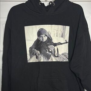 Armenian Grandmother with Gun - Rare Black Hoodie XL